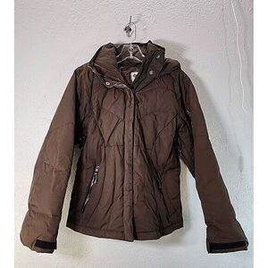 Columbia Titanium 550‎ Women's SM Puffer Jacket Zip Front Brown W Hood
